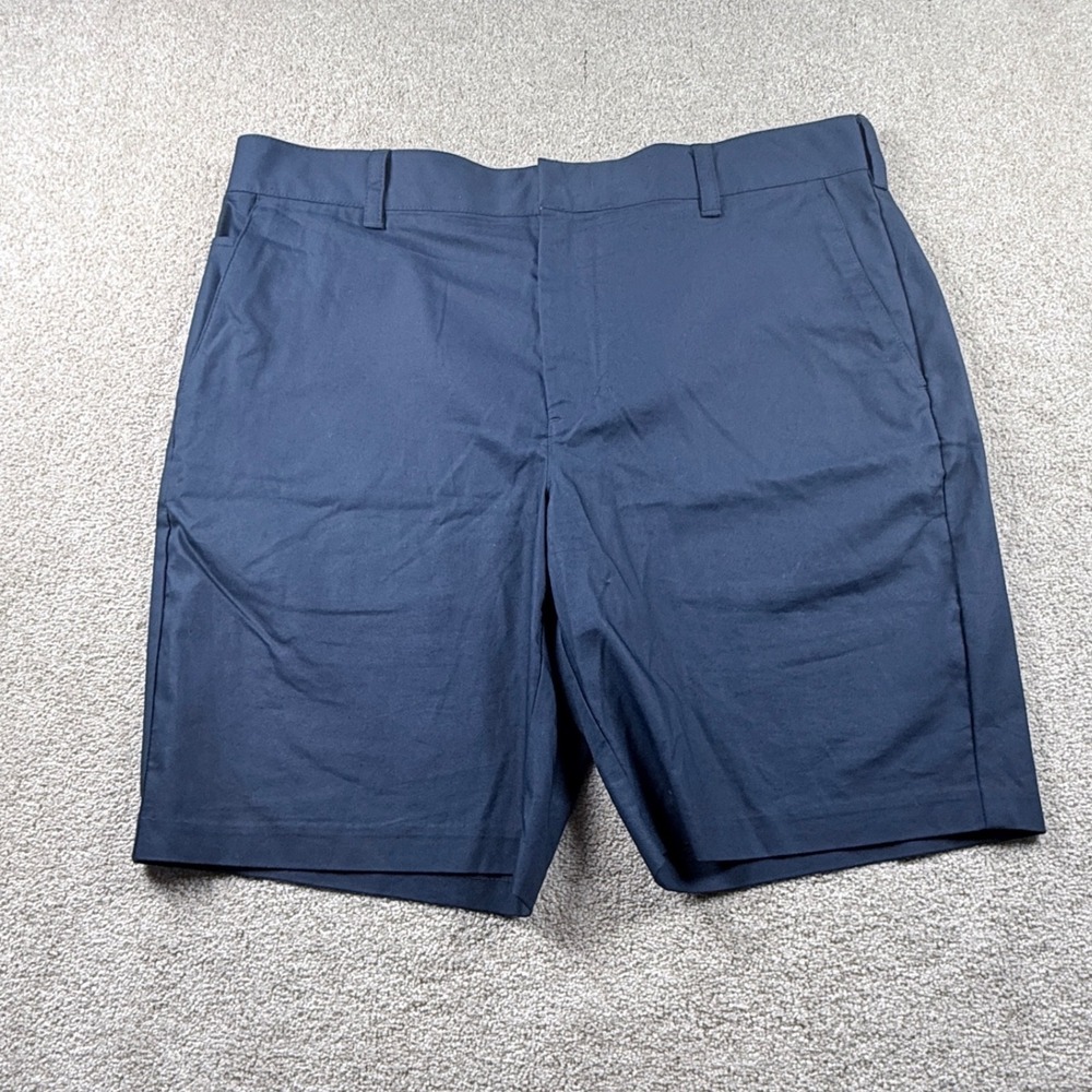 DKNY Chino Shorts Mens 36 Navy Blue  Flat Front Casual Twill 9 Inseam